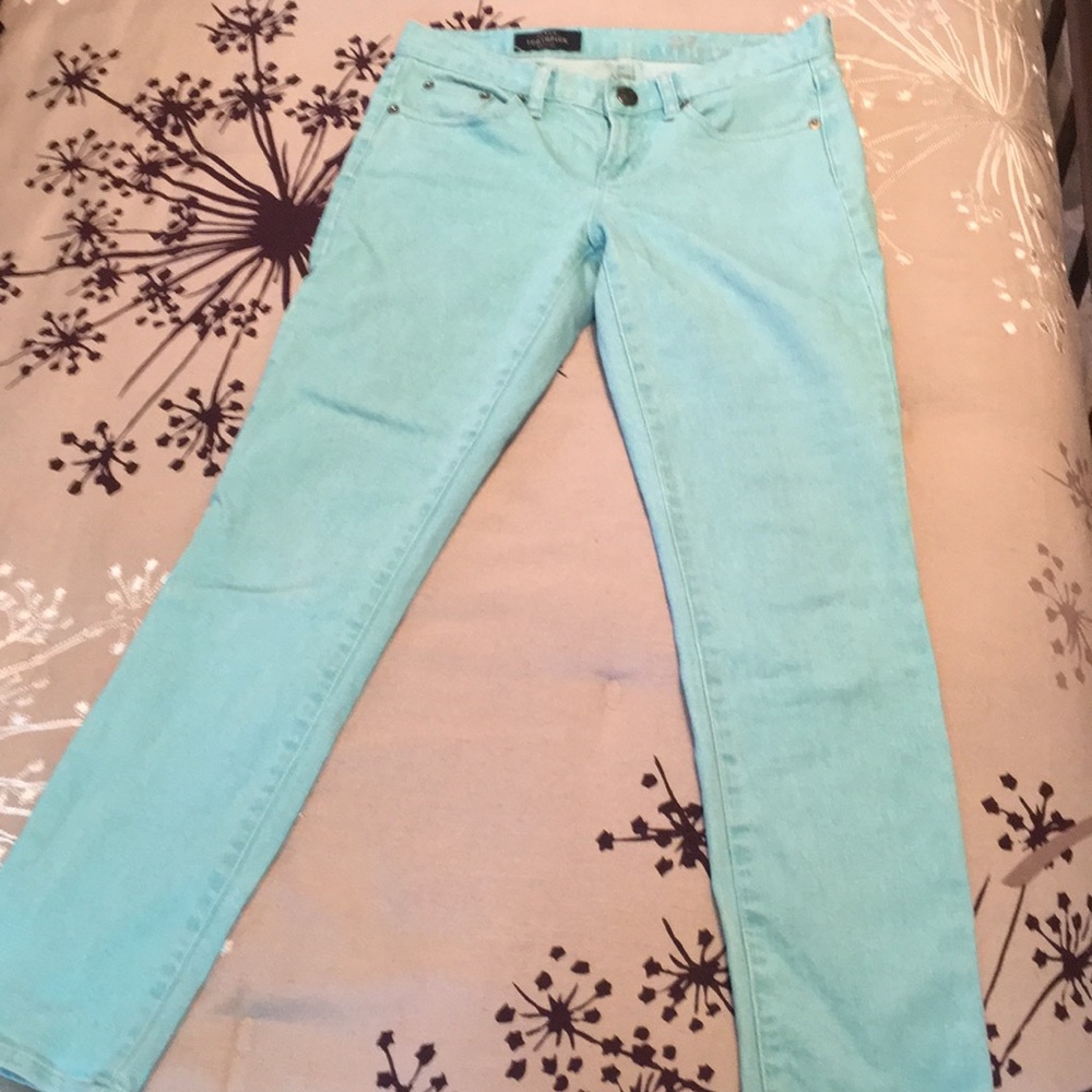 J Crew sea foam green toothpick jeans